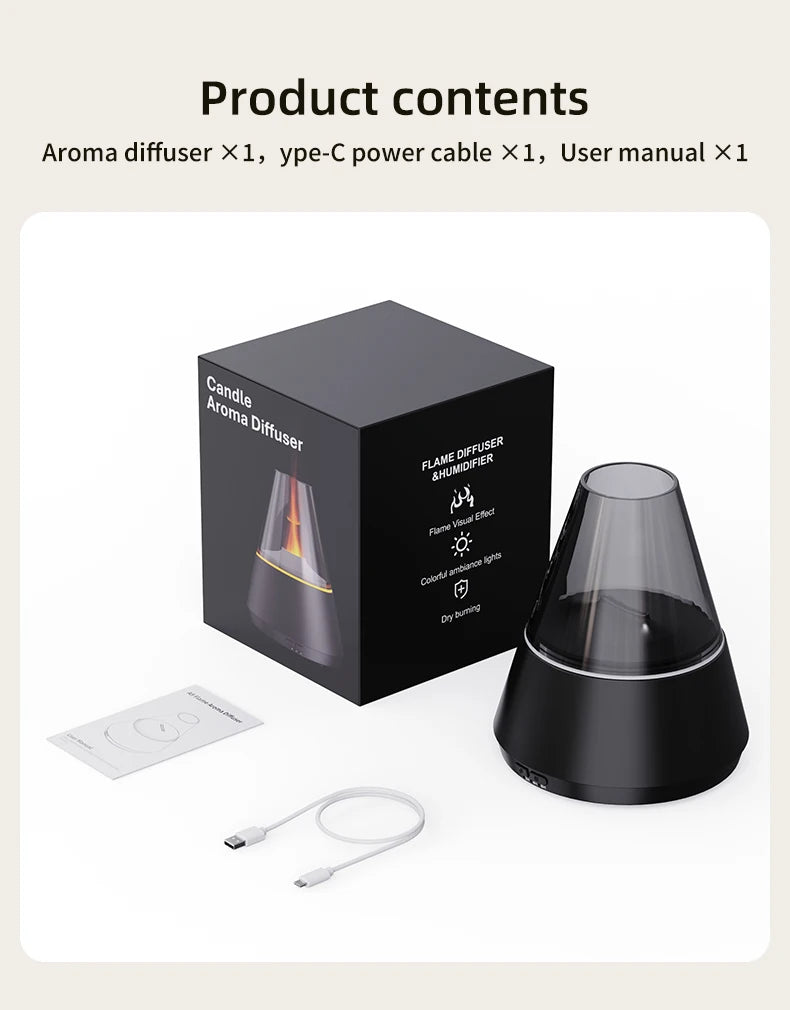Diffusore di Aromi "Bonfire LED" – Umidificatore Ultrasuoni con Effetto Fiamma Simulata e Luce Atmosferica per Oli Essenziali