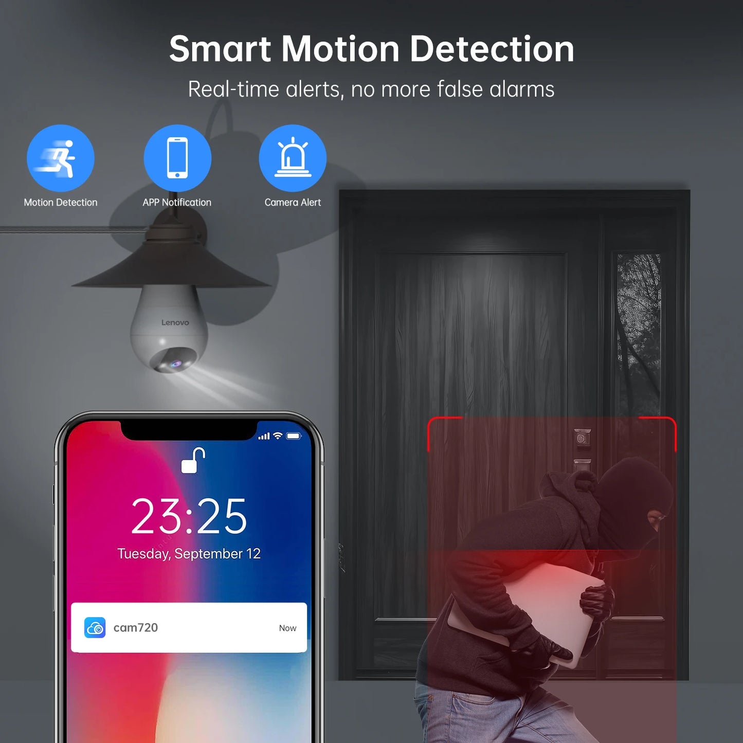 Telecamera WiFi Lenovo 3MP a Lampadina E27 – Sorveglianza Smart con Visione Notturna a Colori