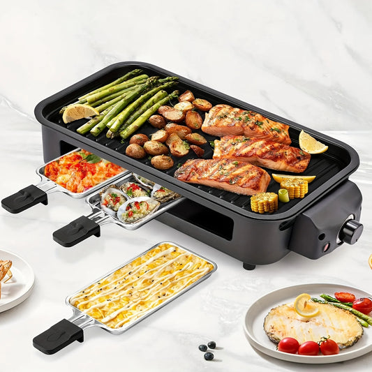 Grill Elettrico Portatile 1500W – Piastra Antiaderente Rimovibile  Acciaio Inox 304, US Plug, Ideale per Barbecue Indoor