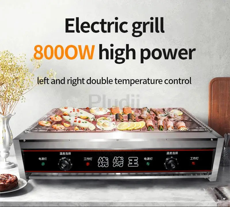 Barbecue Elettrico 8000W in Acciaio Inox – Forno Multifunzione Senza Fumo  Spiedini, Griglia, Pentola BBQ