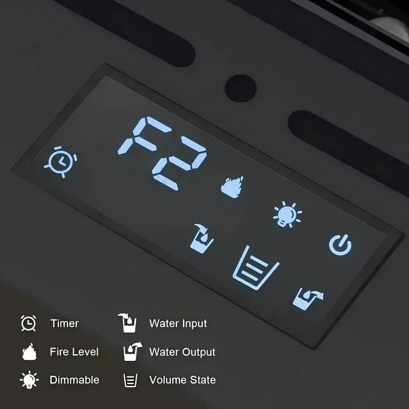 Camino Elettrico 3D a Vapore con LED Fiamma Realistica, Umidificatore, Suono Legna Scoppiettante – Design da Parete per Smart Home e TV Wall