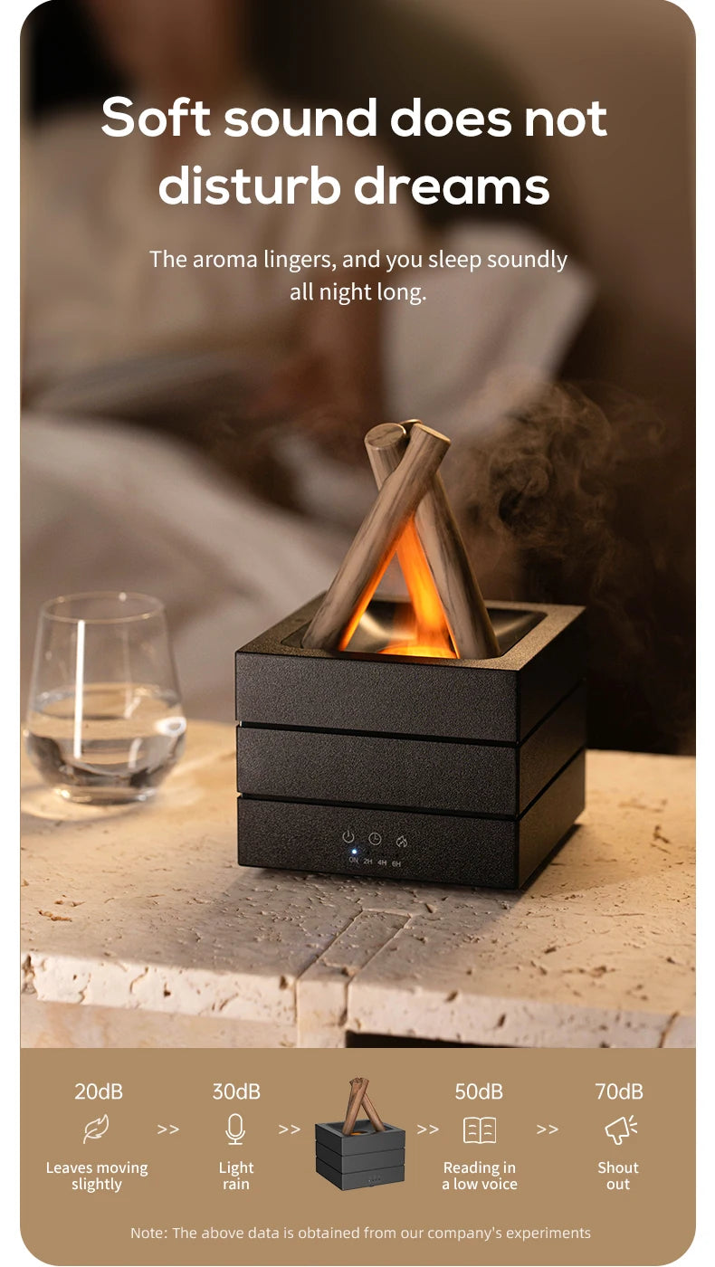 Diffusore di Aromi "Bonfire LED" – Umidificatore Ultrasuoni con Effetto Fiamma Simulata e Luce Atmosferica per Oli Essenziali