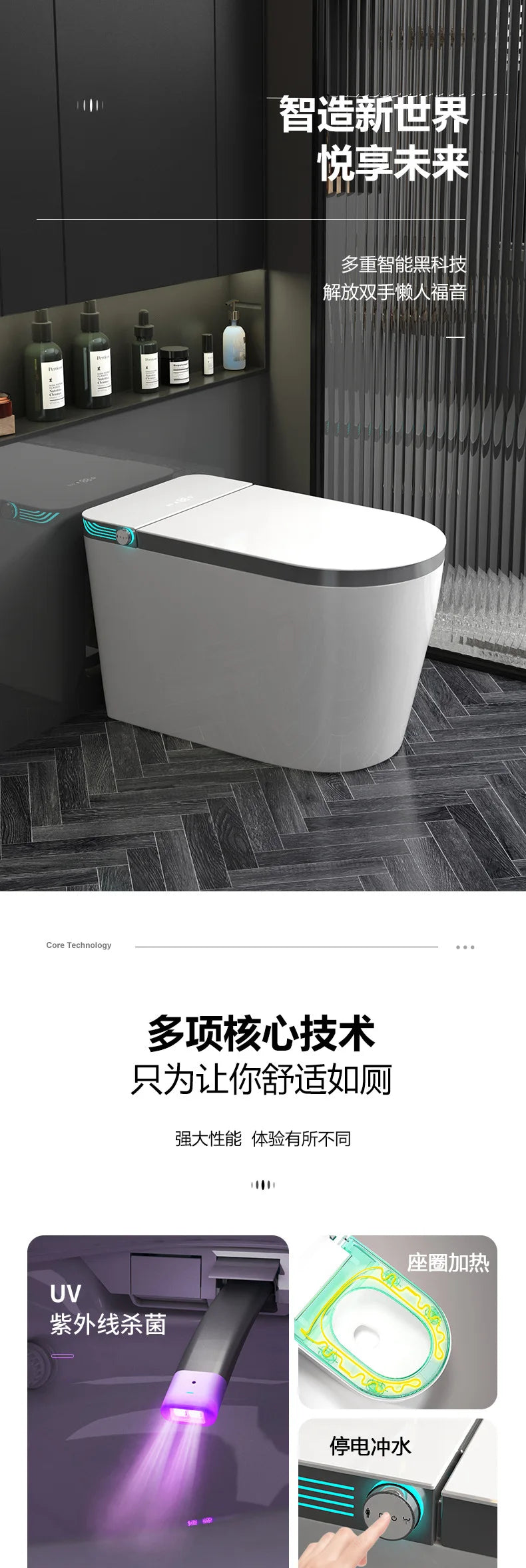 WC Intelligente GN123EE – Seduta Riscaldata, Comandi Vocali, Coperchio Automatico, Asciugatura e Schiuma Protettiva