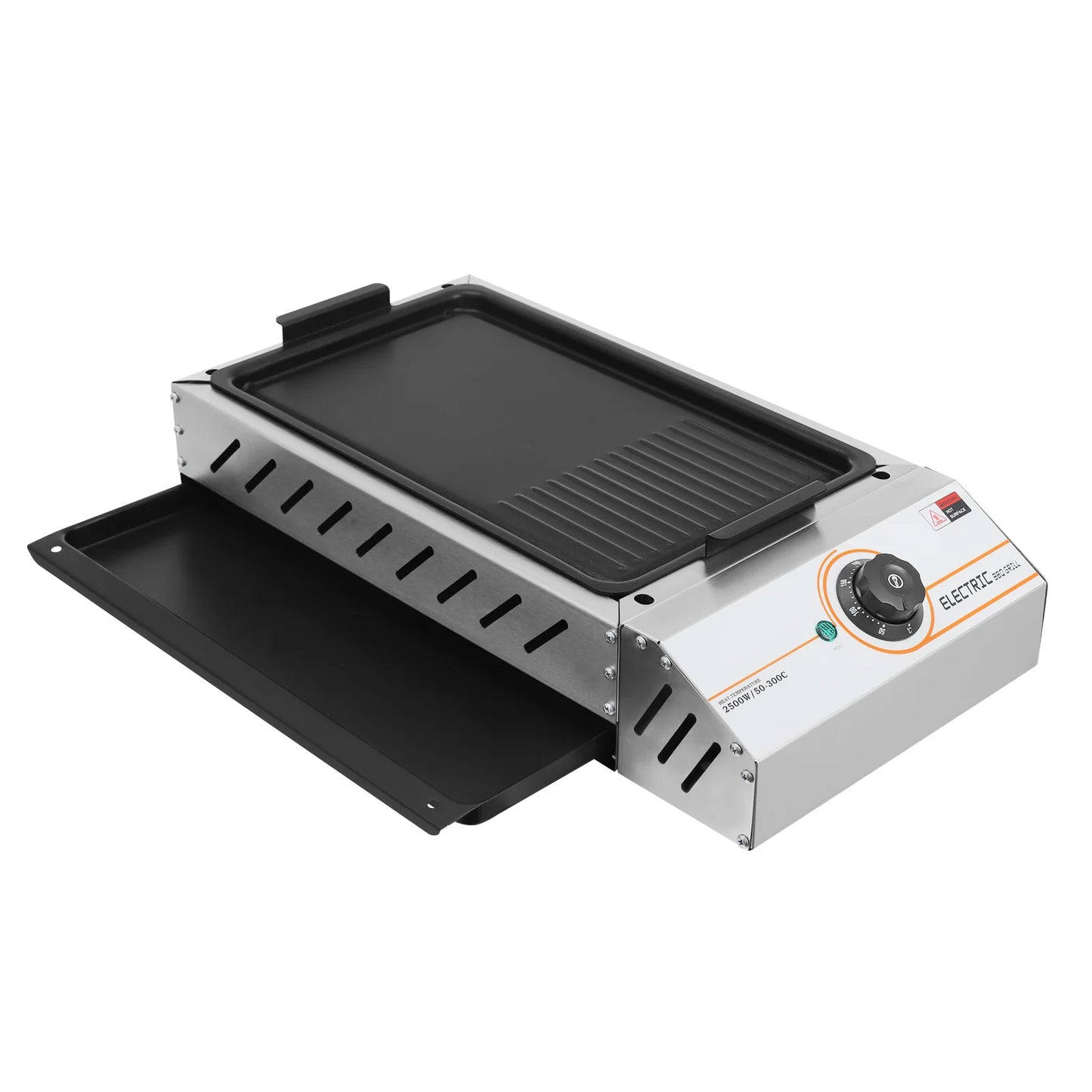Grill Elettrico 2.5KW – Piastra BBQ ad Alte Prestazioni  Antiaderente, Versatile, Ideale per Grigliate in Famiglia