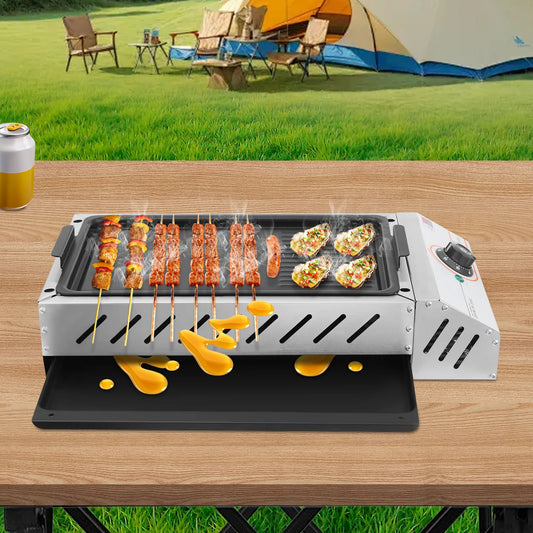 Grill Elettrico 2.5KW – Piastra BBQ ad Alte Prestazioni  Antiaderente, Versatile, Ideale per Grigliate in Famiglia