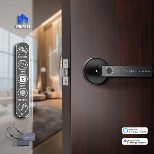 WINFREE ZenLock™ – Serratura Smart per Porte in Legno con Impronta, Codice, Bluetooth e Controllo Vocale