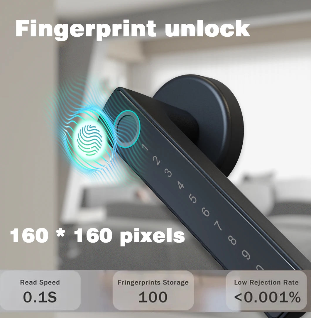 WINFREE ZenLock™ – Serratura Smart per Porte in Legno con Impronta, Codice, Bluetooth e Controllo Vocale