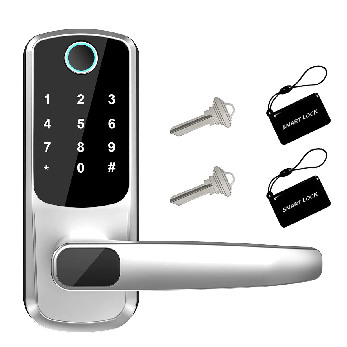 TTLOCK Titan™ – Serratura Smart WiFi con Impronta, Codice, Card, Chiave e Ricarica USB d’Emergenza