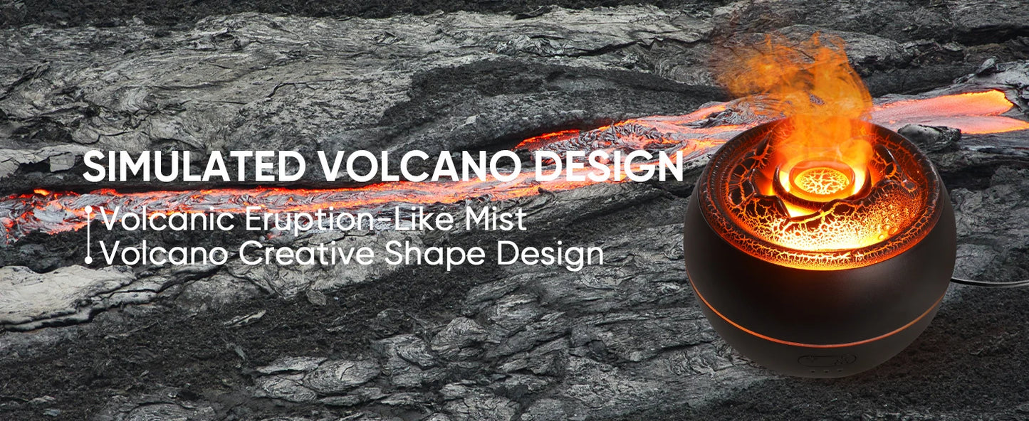 Diffusore di Aromi "Fiamma Vulcano" 360ml – Umidificatore Ultrasuoni con Effetto Fuoco per Casa e Relax