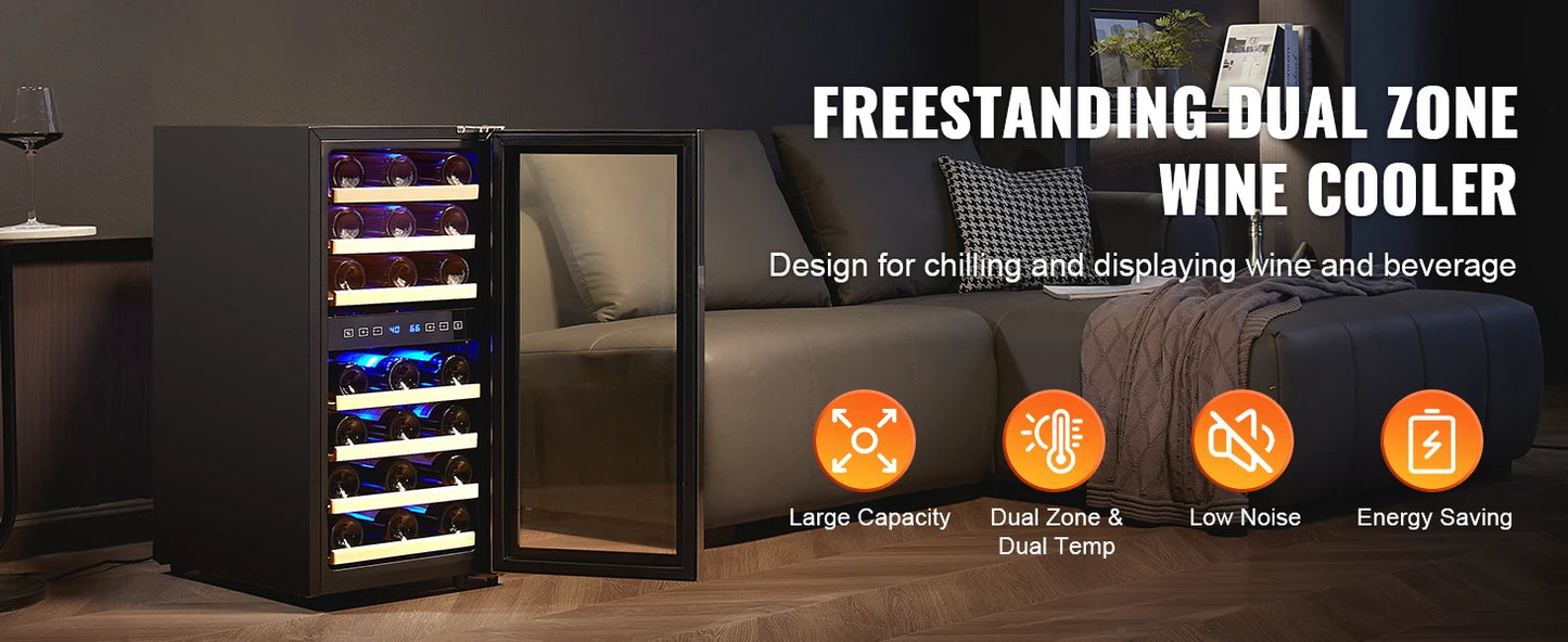 Cantinetta Vino Succebuy Dual Zone – Frigorifero Freestanding a Doppia Temperatura con Raffreddamento ad Aria per Bar Domestico