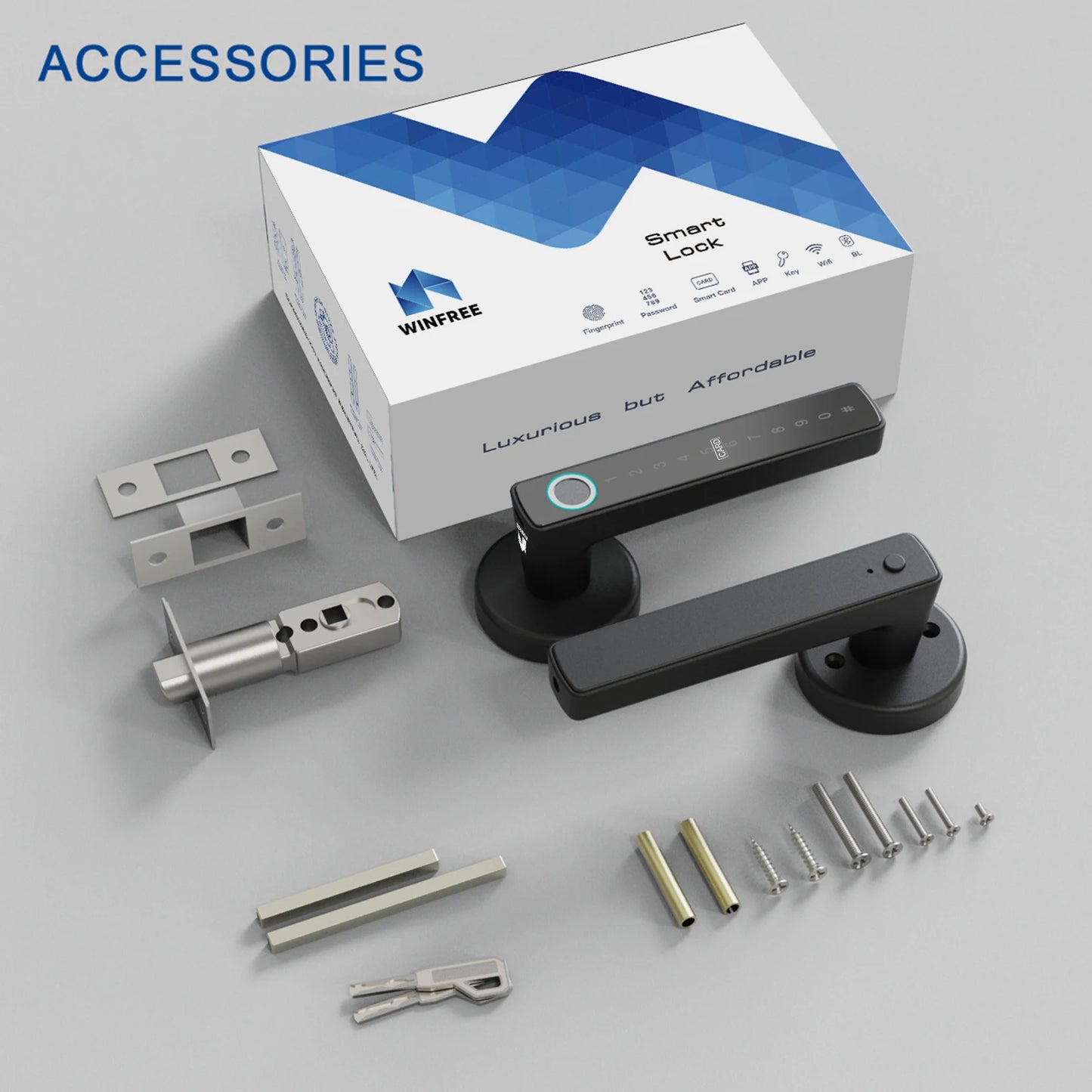WINFREE ZenLock™ – Serratura Smart per Porte in Legno con Impronta, Codice, Bluetooth e Controllo Vocale