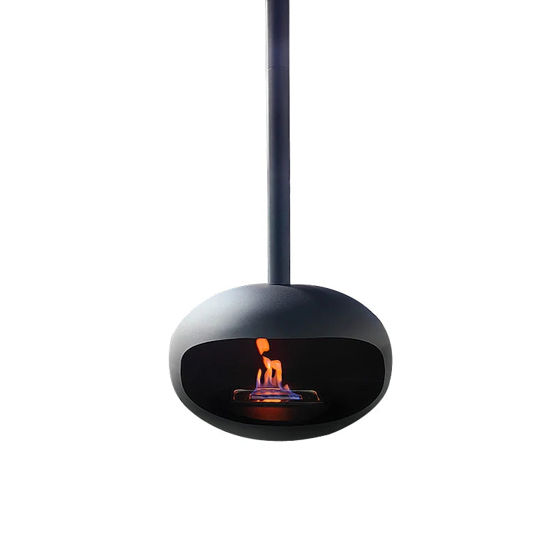 Camino Sospeso a Bioetanolo – Fiamma Reale, Design da Soffitto, Riscaldamento Decorativo Indoor, Senza Fumo né Canne Fumarie