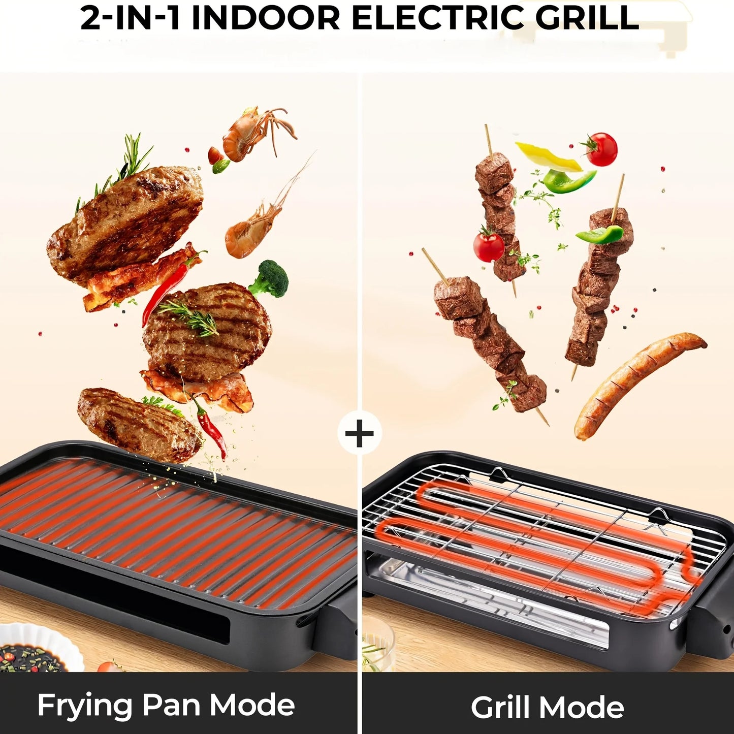 Grill Elettrico Portatile 1500W – Piastra Antiaderente Rimovibile  Acciaio Inox 304, US Plug, Ideale per Barbecue Indoor