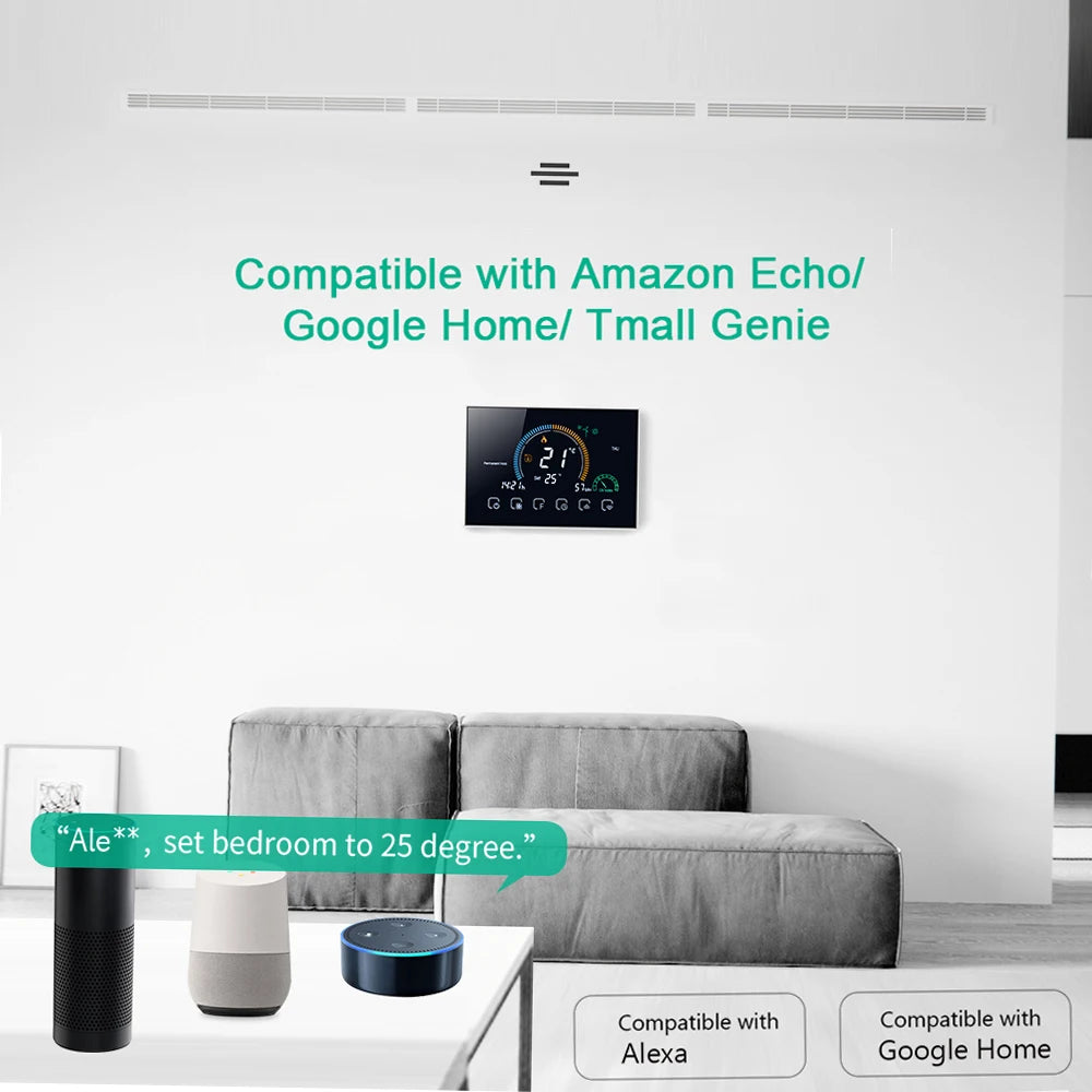 Termostato Wi-Fi Programmabile Smart – Controllo Vocale e App per Caldaie Acqua/Gas
