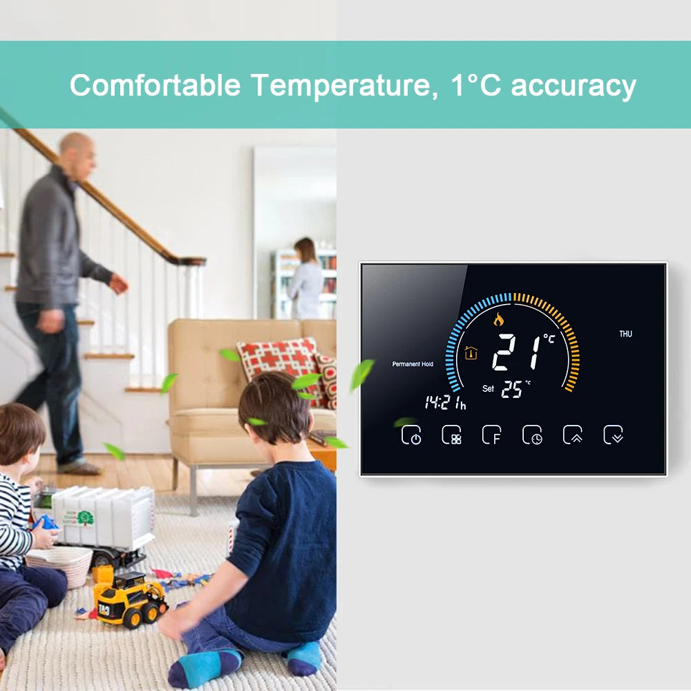 Termostato Wi-Fi Programmabile Smart – Controllo Vocale e App per Caldaie Acqua/Gas
