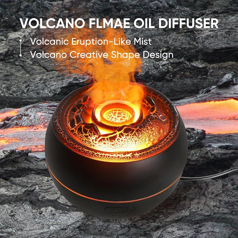 Diffusore di Aromi "Fiamma Vulcano" 360ml – Umidificatore Ultrasuoni con Effetto Fuoco per Casa e Relax