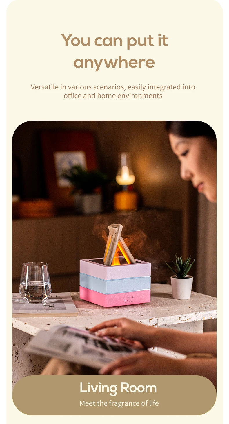 Diffusore di Aromi "Bonfire LED" – Umidificatore Ultrasuoni con Effetto Fiamma Simulata e Luce Atmosferica per Oli Essenziali