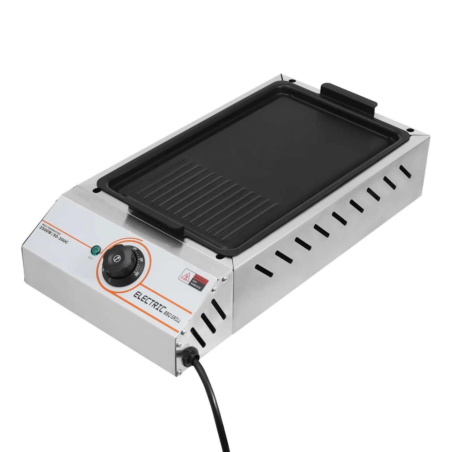 Grill Elettrico 2.5KW – Piastra BBQ ad Alte Prestazioni  Antiaderente, Versatile, Ideale per Grigliate in Famiglia