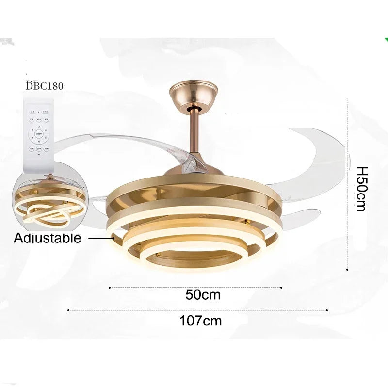 Ventilatore da Soffitto LED Nordico Minimalista - Design Moderno con Luce, Potente e Silenzioso per Soggiorno e Camera da Letto