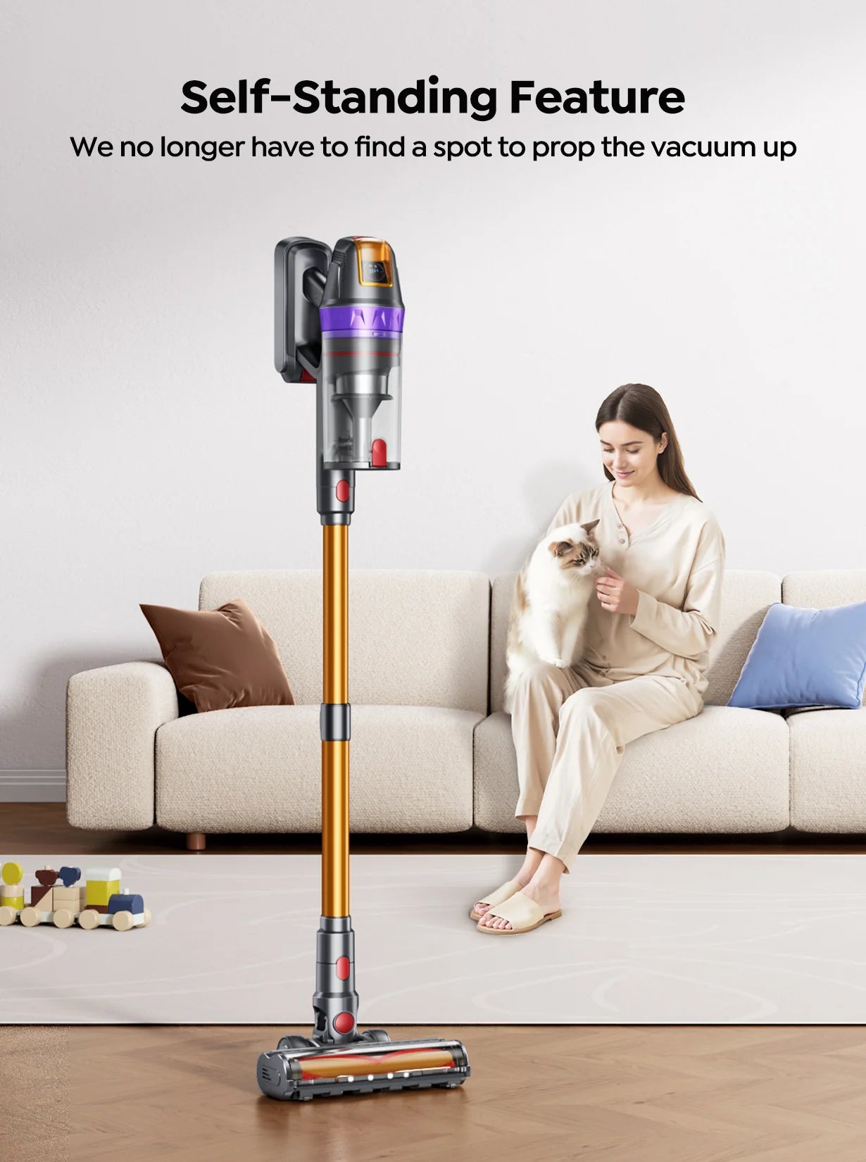 BUTURE VC90 PowerClean™ – Aspirapolvere Smart Senza Fili 600W con Batteria Rimovibile e Spazzola Antiacaro
