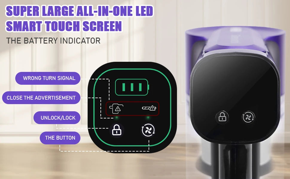 Grenintol StormVac™ – Aspirapolvere Smart Senza Fili 500W con 75KPA, Batteria Rimovibile e Serbatoio Antipolvere