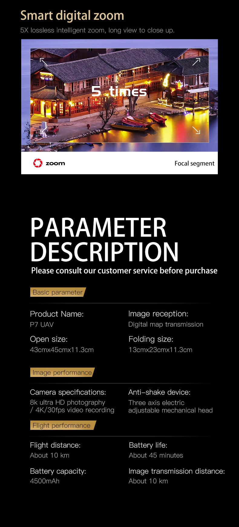 Drone GPS Professionale P7 MAX 8K - Trasmissione 20km, Radiocomando con Schermo, Brushless