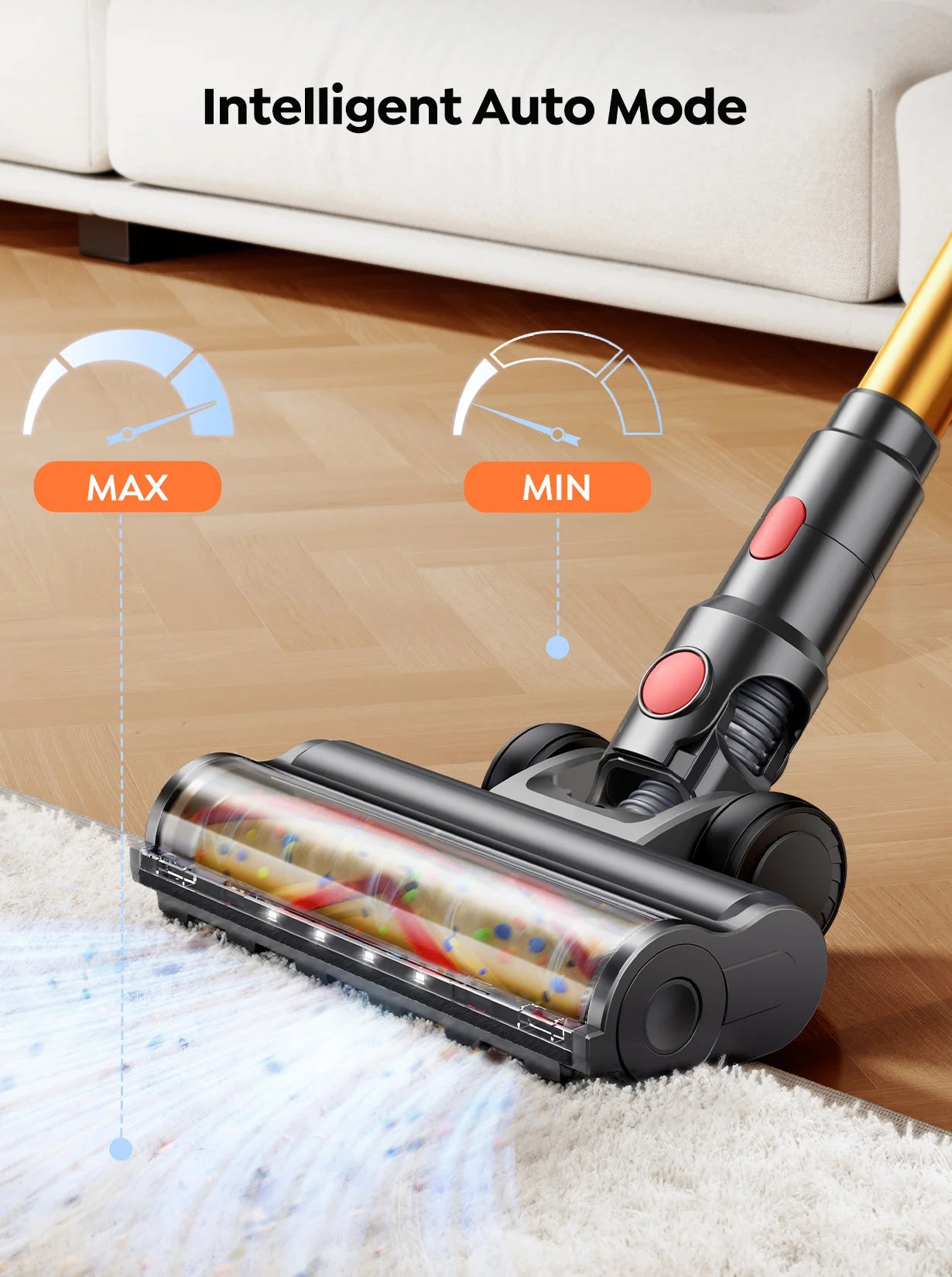 BUTURE VC90 PowerClean™ – Aspirapolvere Smart Senza Fili 600W con Batteria Rimovibile e Spazzola Antiacaro