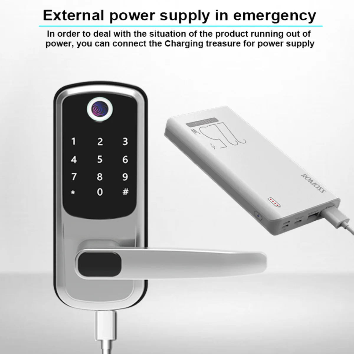 TTLOCK Titan™ – Serratura Smart WiFi con Impronta, Codice, Card, Chiave e Ricarica USB d’Emergenza