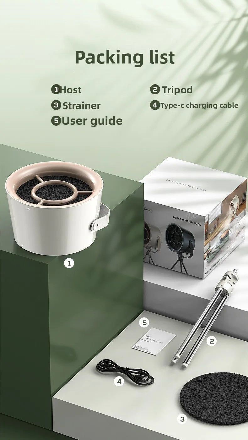 Mini Cappa Aspirante USB da Tavolo – Ventilatore da Cucina Portatile per Fumo e Odori