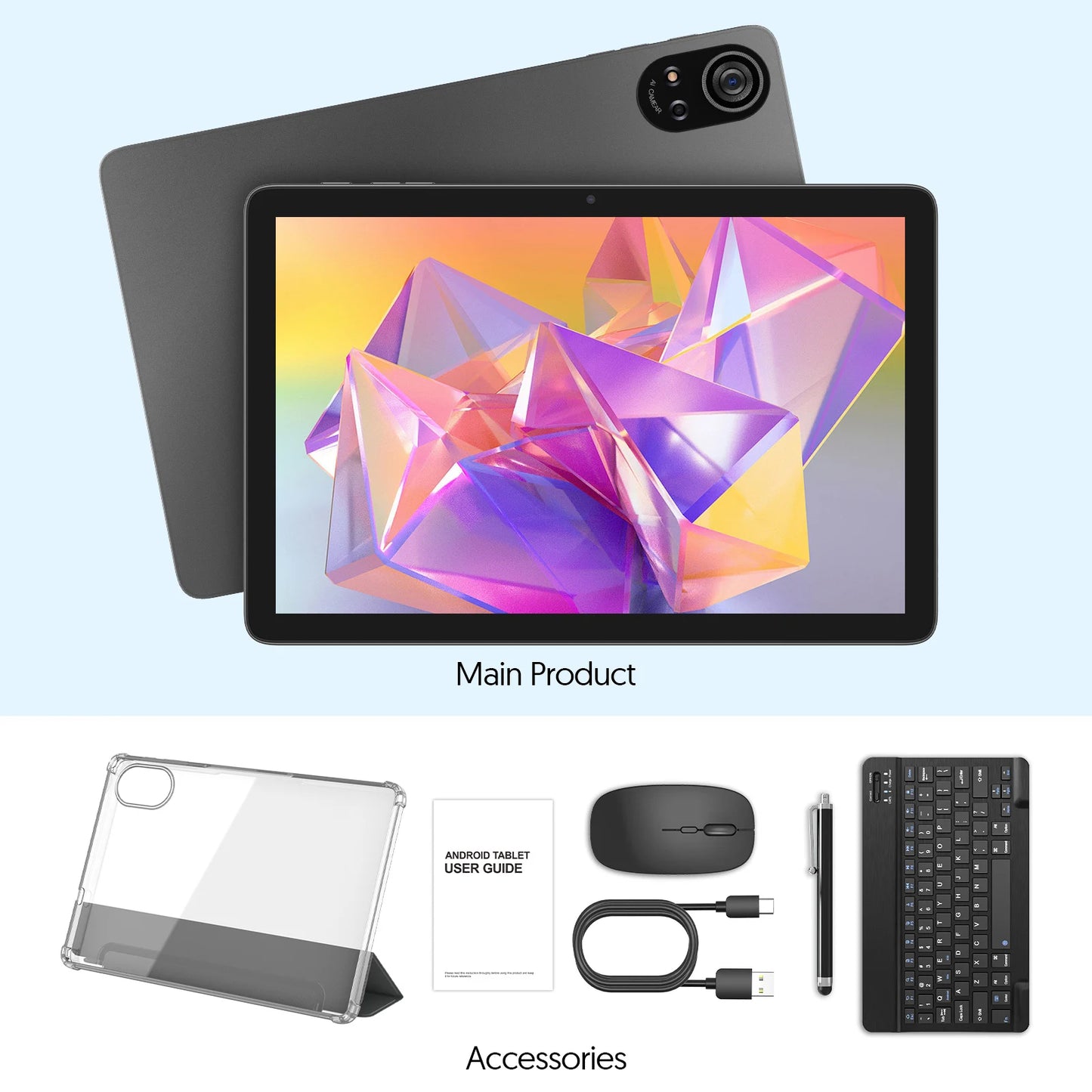 Tablet Android 15 BAKEN 10" - 24GB RAM 128GB ROM, Processore Penta-Core, WiFi 5G, Batteria 8000mAh