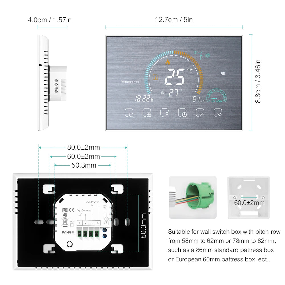 Termostato Wi-Fi Programmabile Smart – Controllo Vocale e App per Caldaie Acqua/Gas