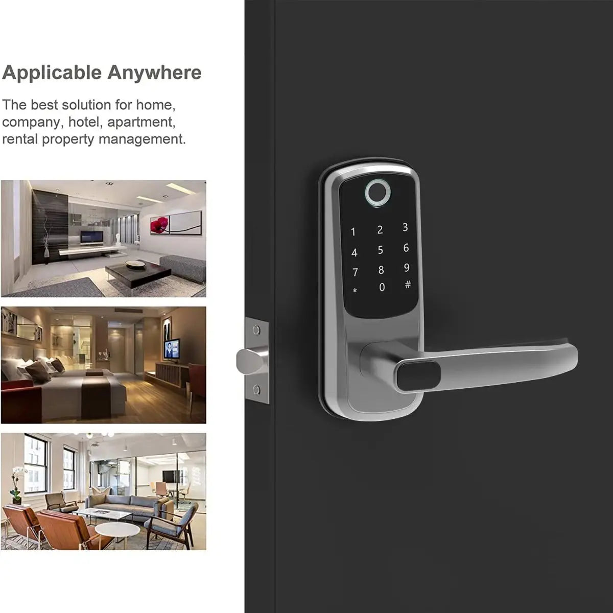 TTLOCK Titan™ – Serratura Smart WiFi con Impronta, Codice, Card, Chiave e Ricarica USB d’Emergenza