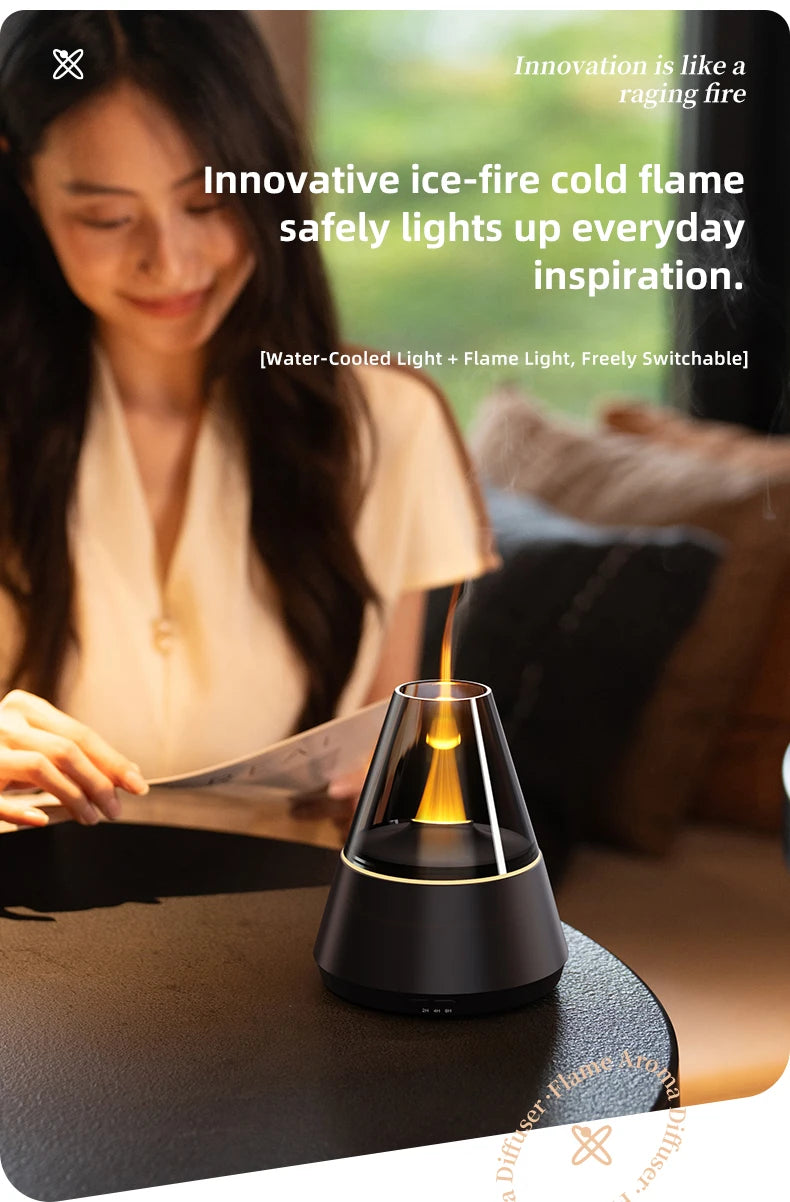 Diffusore di Aromi "Bonfire LED" – Umidificatore Ultrasuoni con Effetto Fiamma Simulata e Luce Atmosferica per Oli Essenziali