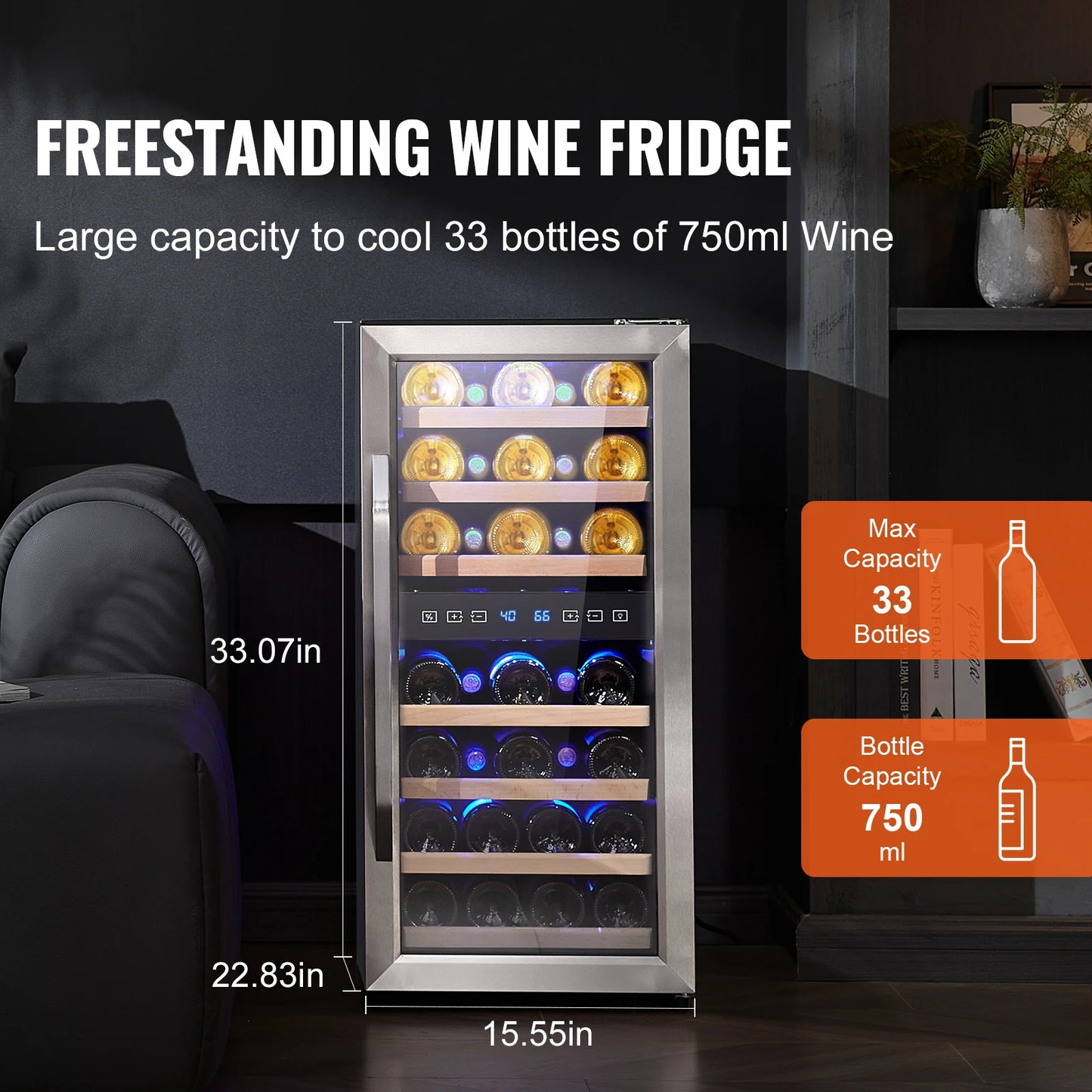Cantinetta Vino Succebuy Dual Zone – Frigorifero Freestanding a Doppia Temperatura con Raffreddamento ad Aria per Bar Domestico