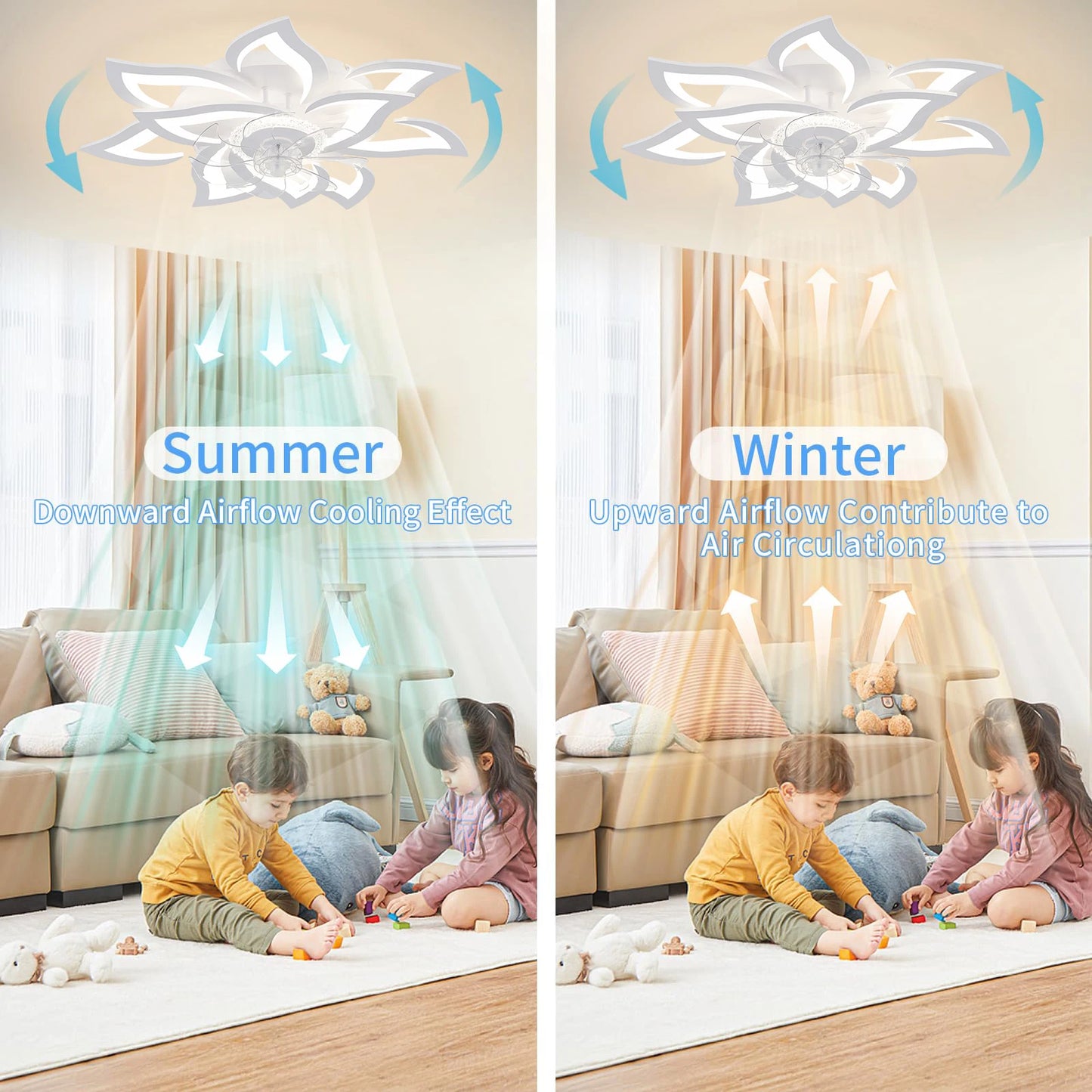 Ventilatore da Soffitto Smart con Luce LED - Controllo App e Telecomando, 6 Velocità, Motore DC Silenzioso