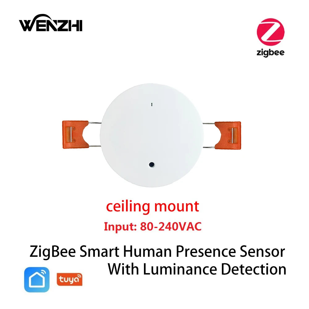 Sensore di Presenza Umana Smart Radar mmWave Zigbee/WiFi con Rilevamento Luminosità Tuya