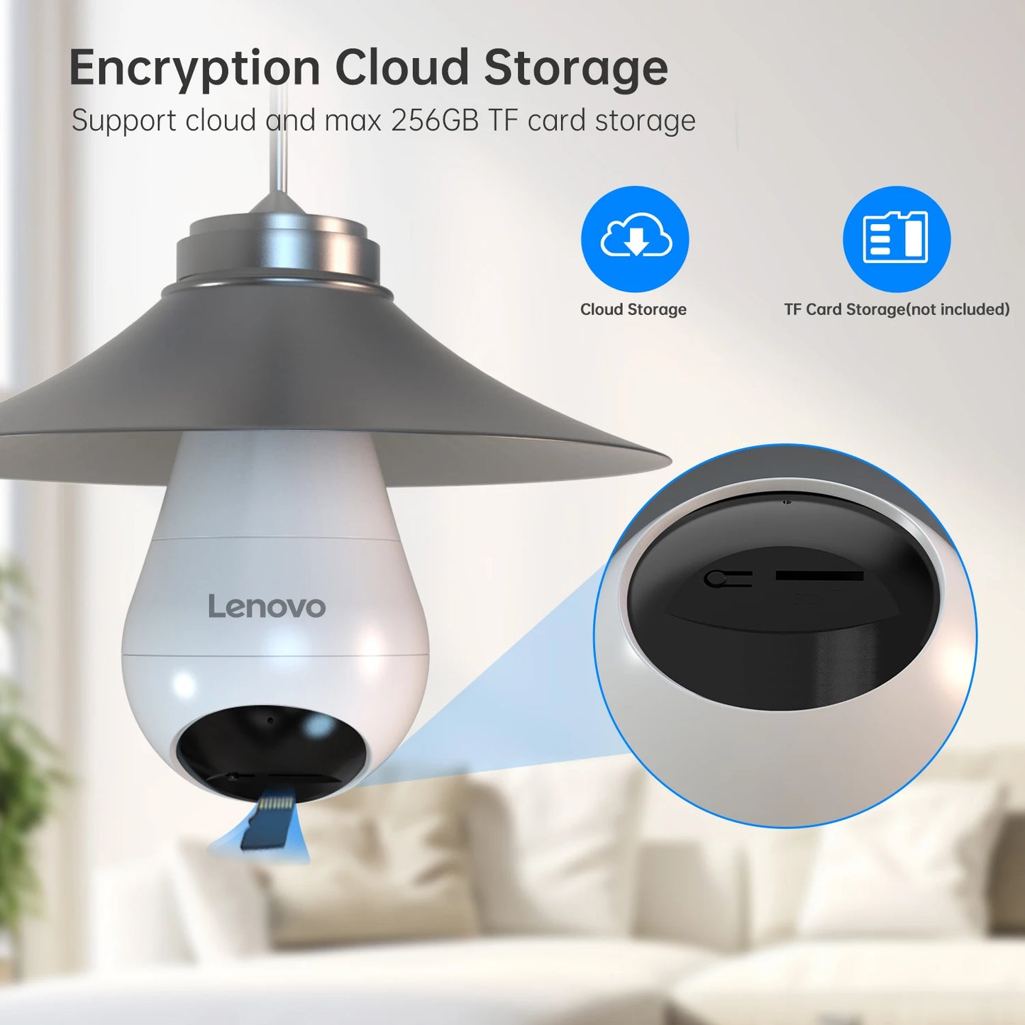 Telecamera WiFi Lenovo 3MP a Lampadina E27 – Sorveglianza Smart con Visione Notturna a Colori