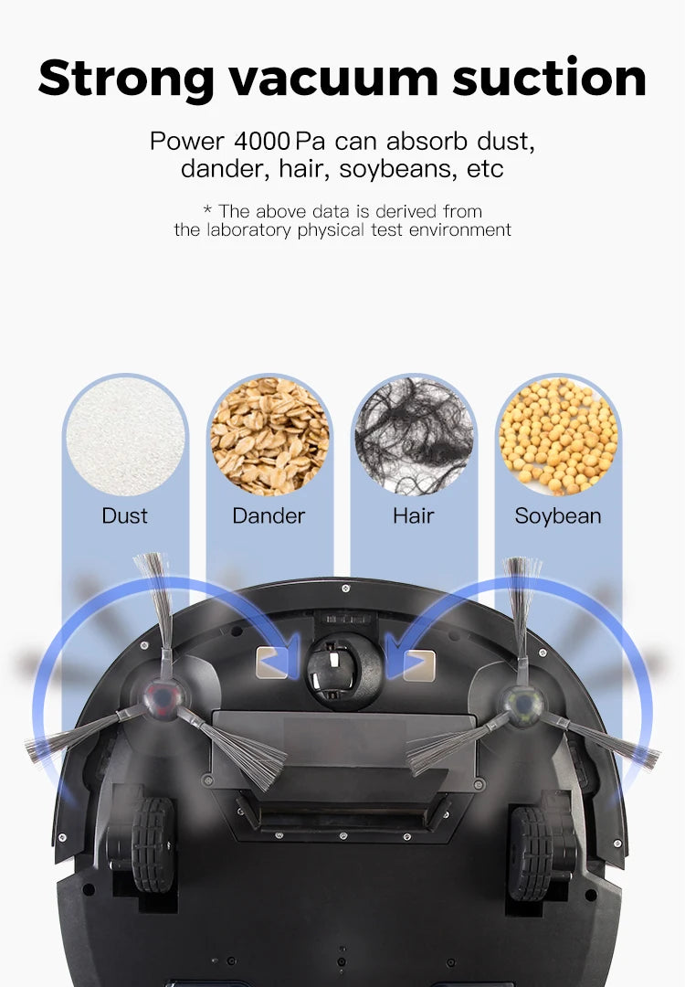 Robot Aspirapolvere Intelligente WiFi con Serbatoio Acqua 180ml - Pulizia Automatica Casa