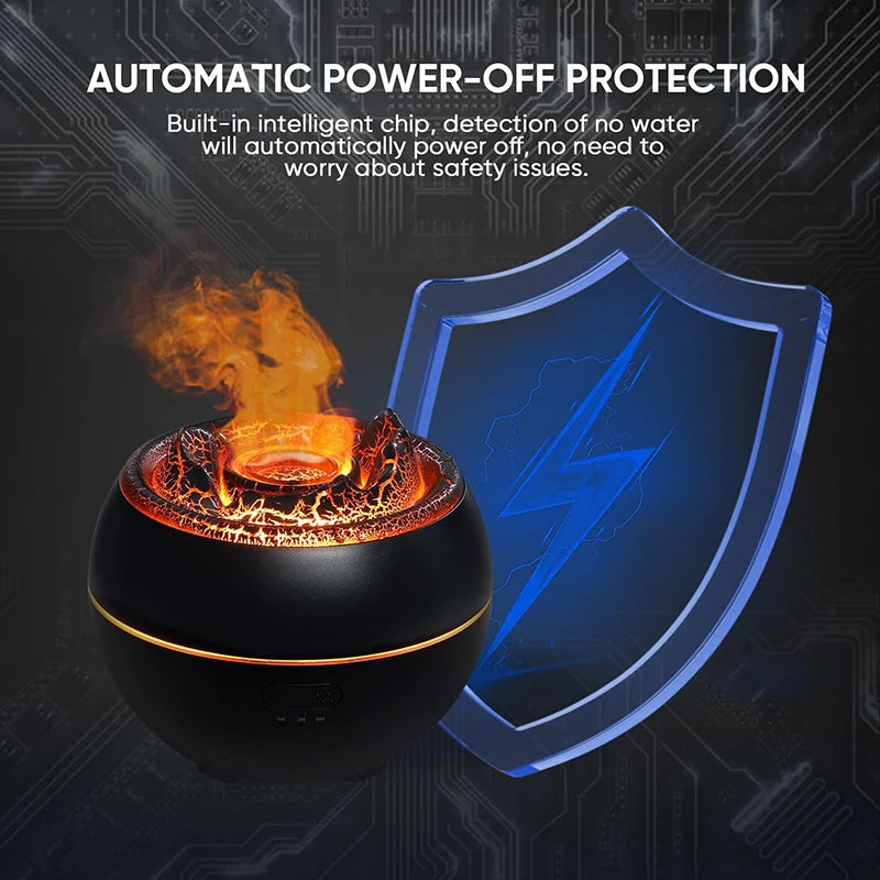 Diffusore di Aromi "Fiamma Vulcano" 360ml – Umidificatore Ultrasuoni con Effetto Fuoco per Casa e Relax