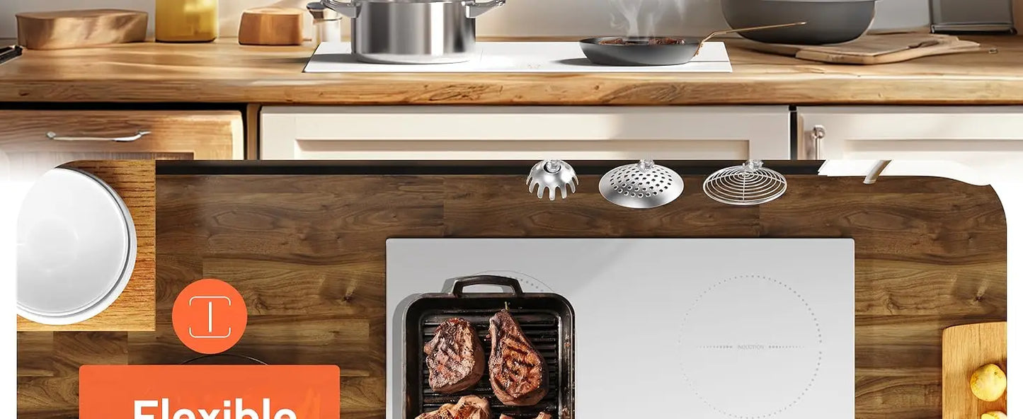 Piano Cottura a Induzione NOXTON 60CM – 4 Zone + Grill, Plug-in, Vetro Ceramico, Touch & Sicurezza  2800W UK / 3500W EU