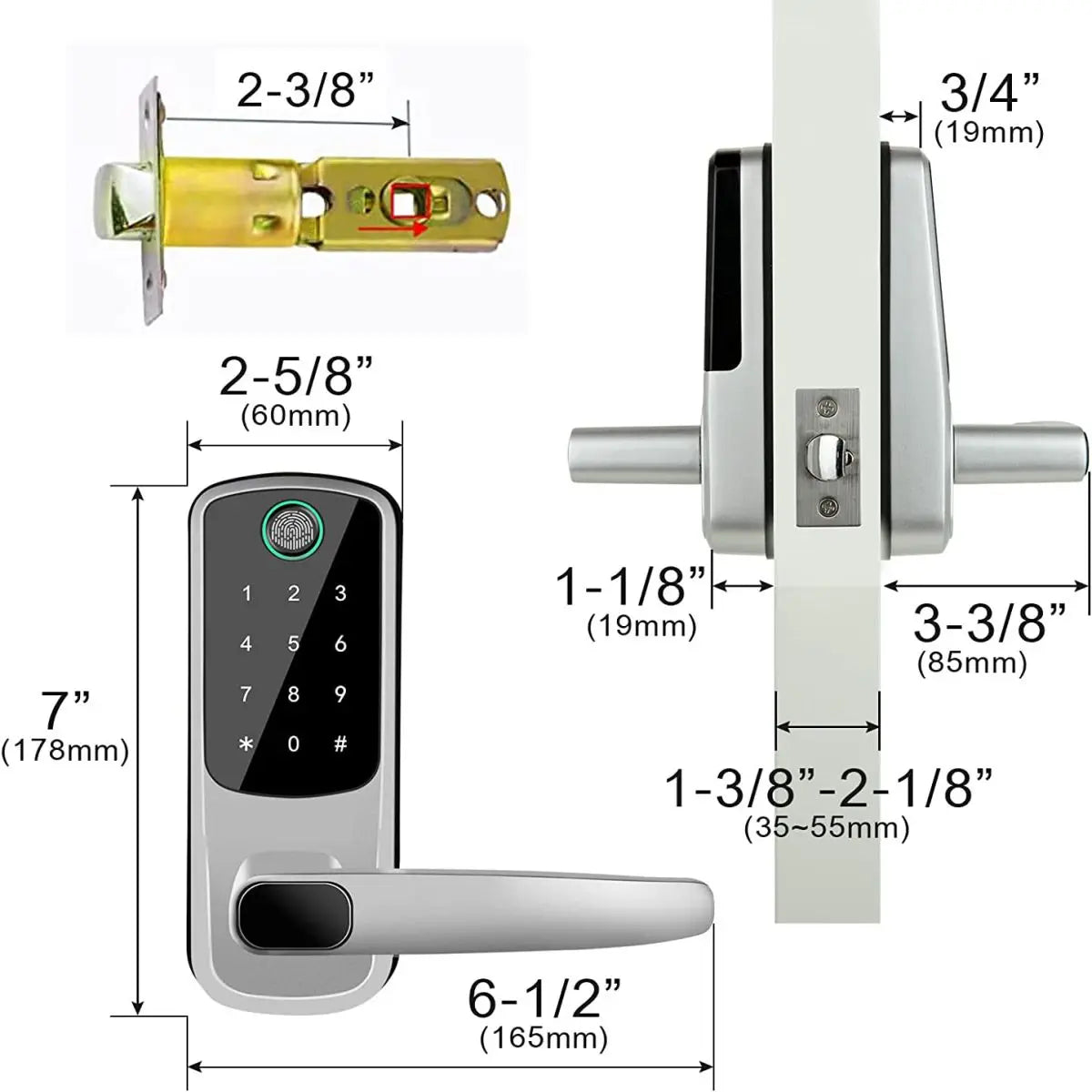 TTLOCK Titan™ – Serratura Smart WiFi con Impronta, Codice, Card, Chiave e Ricarica USB d’Emergenza