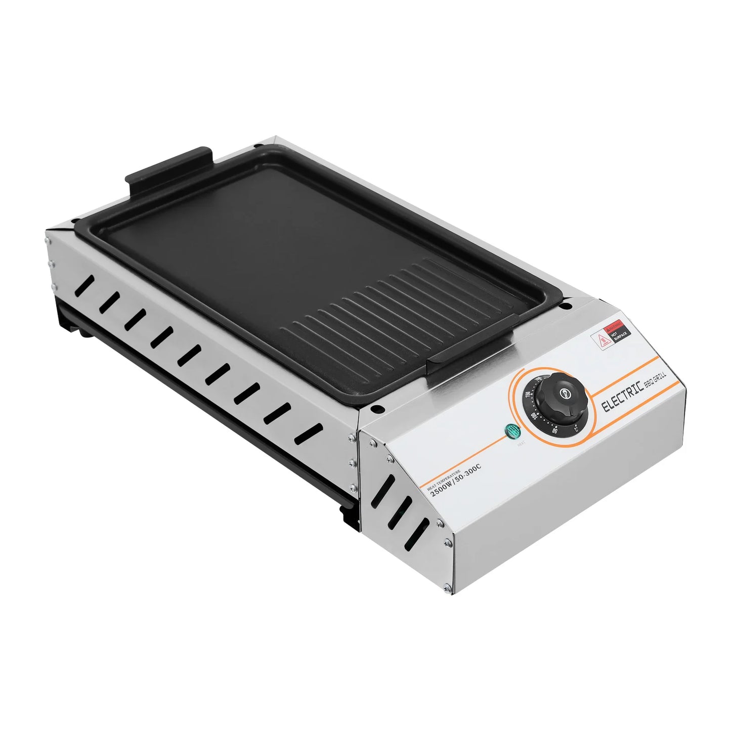 Grill Elettrico 2.5KW – Piastra BBQ ad Alte Prestazioni  Antiaderente, Versatile, Ideale per Grigliate in Famiglia