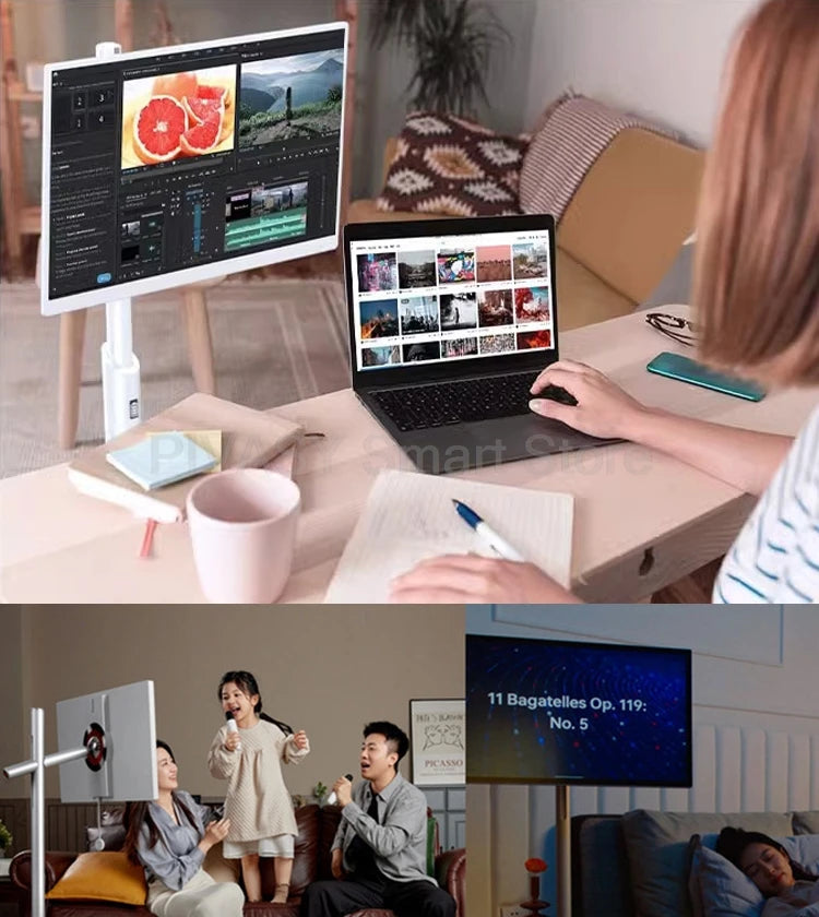 “Smart TV Touch 32” Rotabile – Perfetta per Studio, Gaming e Mobilità”