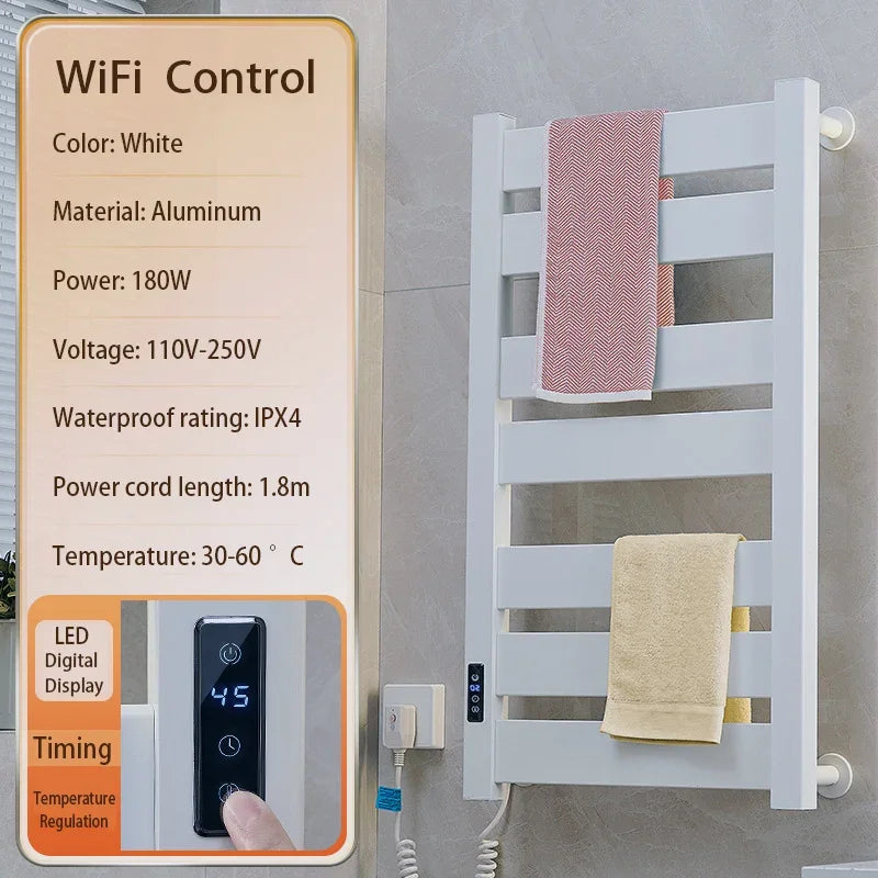 Scaldasalviette Elettrico Smart WiFi - Termoarredo da Parete per Bagno e Cucina