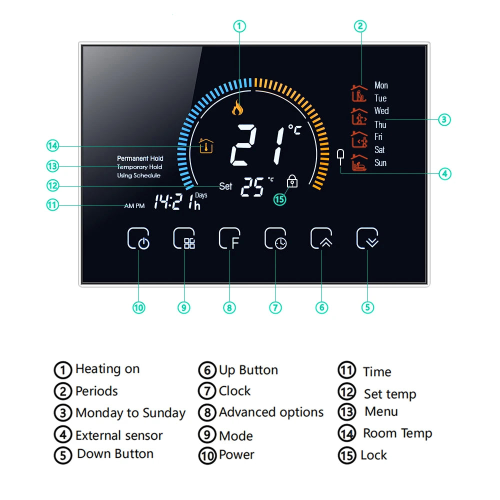 Termostato Wi-Fi Programmabile Smart – Controllo Vocale e App per Caldaie Acqua/Gas