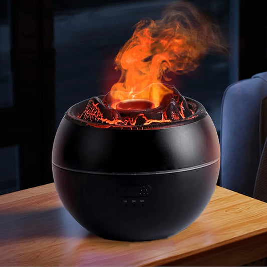 Diffusore di Aromi "Fiamma Vulcano" 360ml – Umidificatore Ultrasuoni con Effetto Fuoco per Casa e Relax