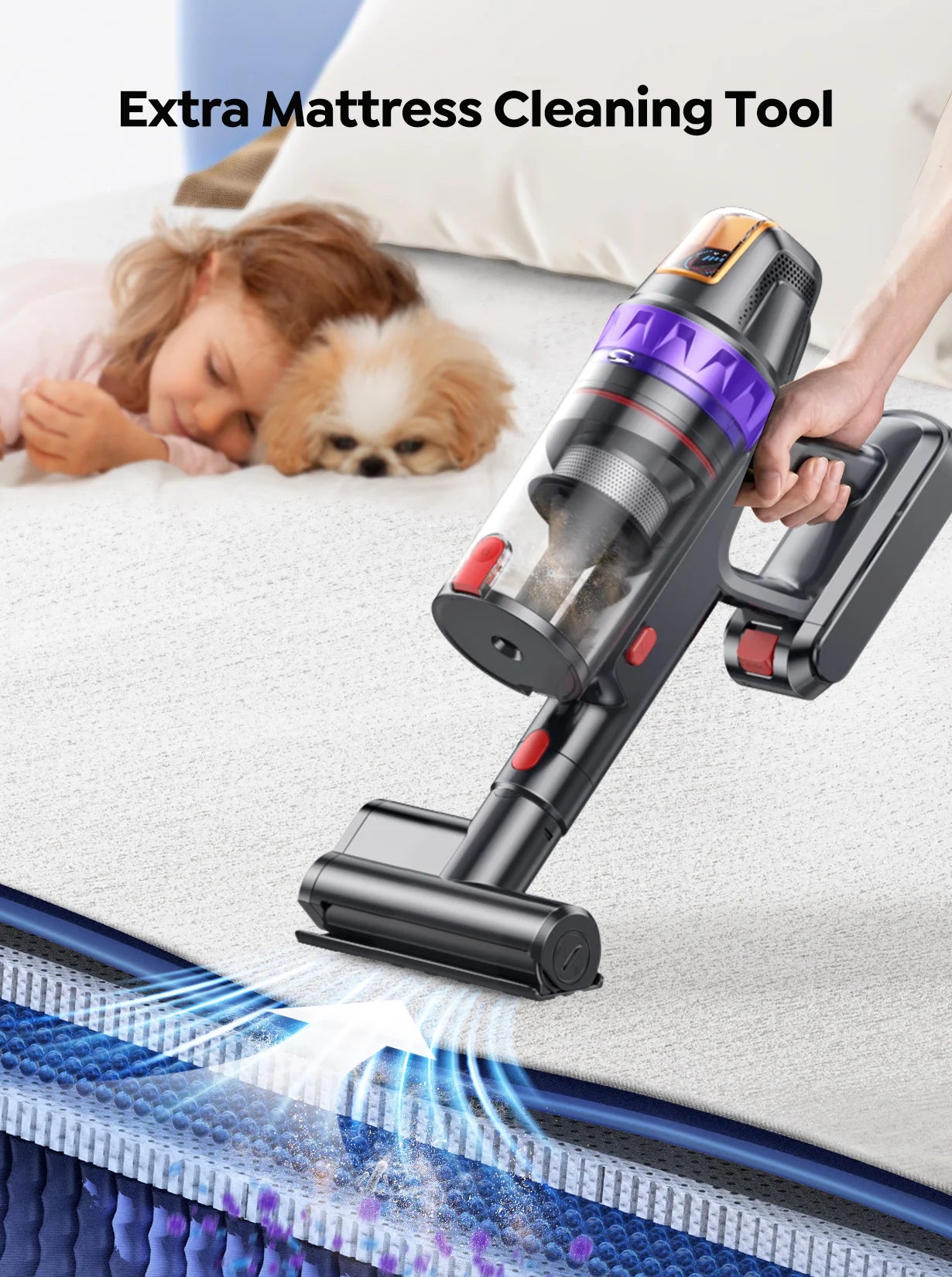 BUTURE VC90 PowerClean™ – Aspirapolvere Smart Senza Fili 600W con Batteria Rimovibile e Spazzola Antiacaro