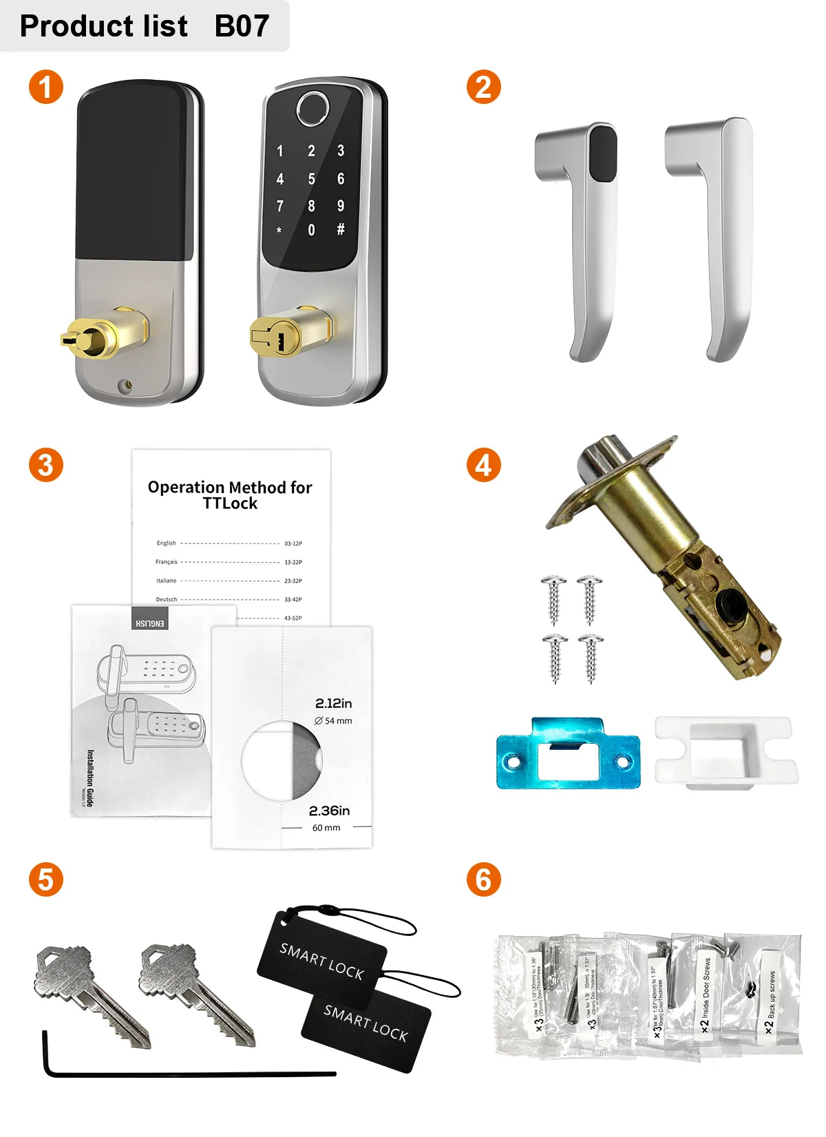 TTLOCK Titan™ – Serratura Smart WiFi con Impronta, Codice, Card, Chiave e Ricarica USB d’Emergenza