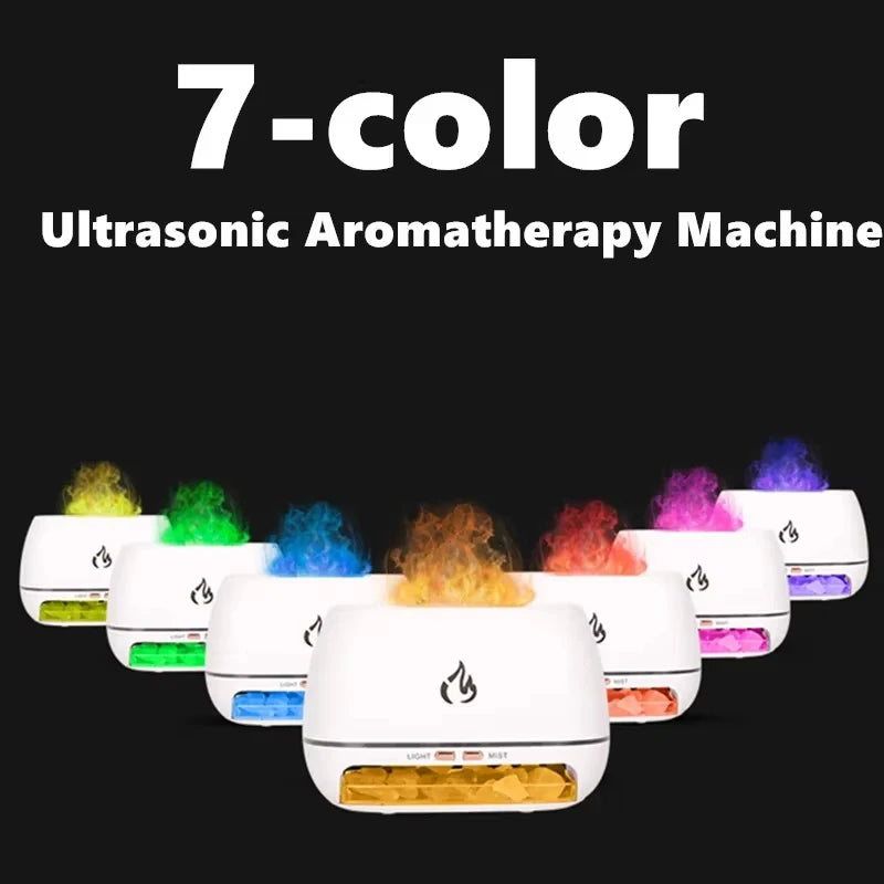 Diffusore di Aromi "Cristallo Himalayano" – Umidificatore con Pietra di Sale, Fiamma 3D e Luce Notturna Colorata