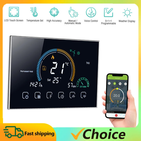 Termostato Wi-Fi Programmabile Smart – Controllo Vocale e App per Caldaie Acqua/Gas
